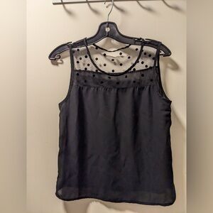 SHEIN Black Top with Polka Dot Mesh size small